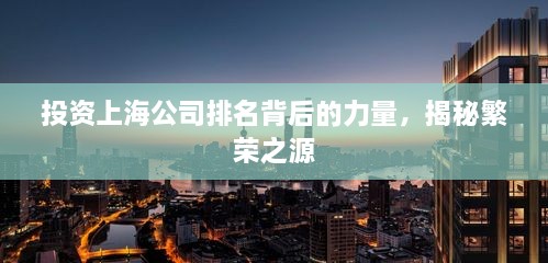 投资上海公司排名背后的力量，揭秘繁荣之源